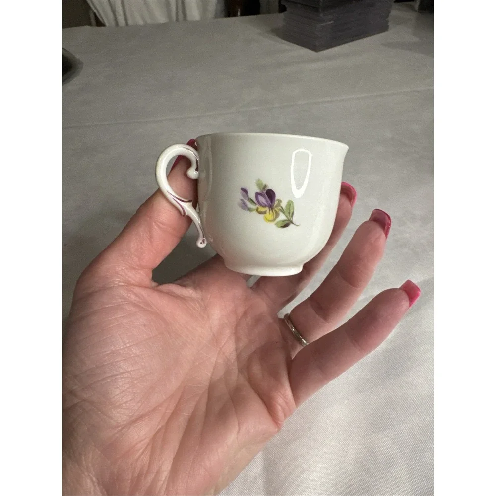 Porcelain Tea Cup Nymphenburg With‎ Flowers Small Vintage Rare